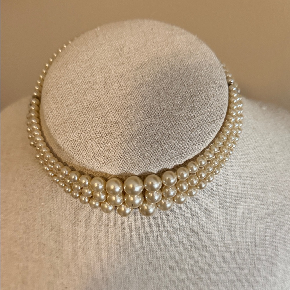 Classic Cream Pearl Multi-Strand Choker Necklace